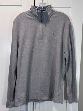 Vineyard Vines 100% Pima Cotton Men’s M 1/4 Zip Pullover Sweater Gray Whale Logo